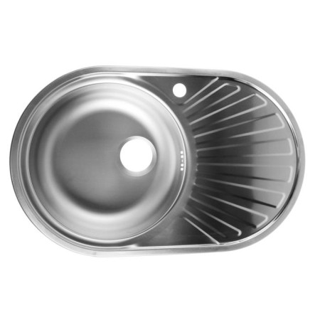Kitchen sink "Vladiks", cut, with a siphon, 77x48 cm, left, stainless steel 0.6 mm
