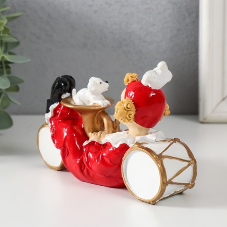 Souvenir Polystone "Clown with a puppy, lies on the drums" White-red 14x5x8.5 cm-2