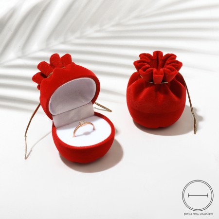 Velvet case for earrings/ring “Gift bag” 5.5 × 5, red color