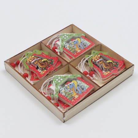 New Year! Set of suspensions in a wooden gift package, 12 pcs.-9