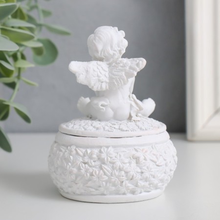 Polystone box "Snowty angel in flowers" mix 7x7x9 cm-3