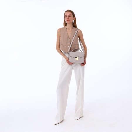 Women's bag on the valve, Textura, small size, beige color-15
