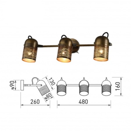Lamp wall-flowing spot Rivoli Lamia 3kh27, 40 watts with a switch with a switch-2