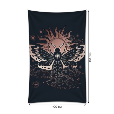 Decorative panel with photo printing "Night Moth", vertical, size 100x150 cm-1
