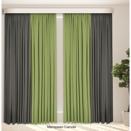 Set of curtains "Canvas", size 200x250 cm, 2 pcs, pavement color, olive-1