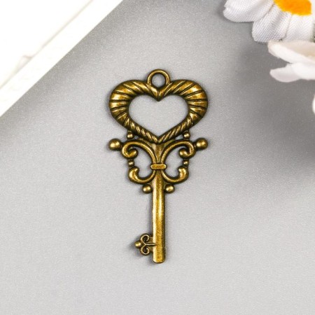 Decor Metal for creativity "Key to the heart" under brass (SK1823) 4x2 cm