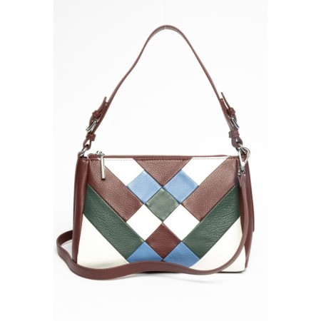 Bag Cross-Body Women's, genuine leather, burgundy ludor, 30x8x21 cm