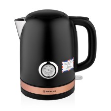 Чайник электрический BRAYER BR1005BK, металл, 1.7 л, 2200 Вт, термометр, чёрный