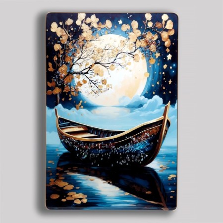Acrylic painting "Boat under the Moon" 60x39.5 cm