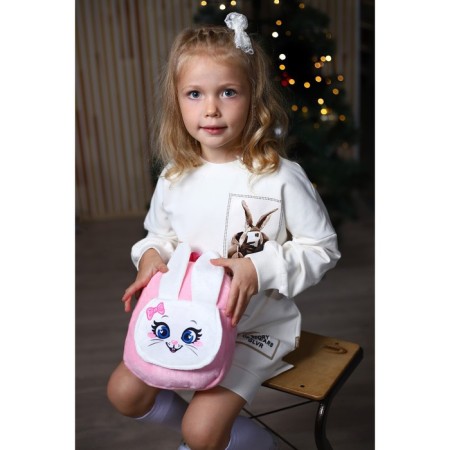 Baby backpack for a girl with a pocket "Bunny", 22x17 cm-1