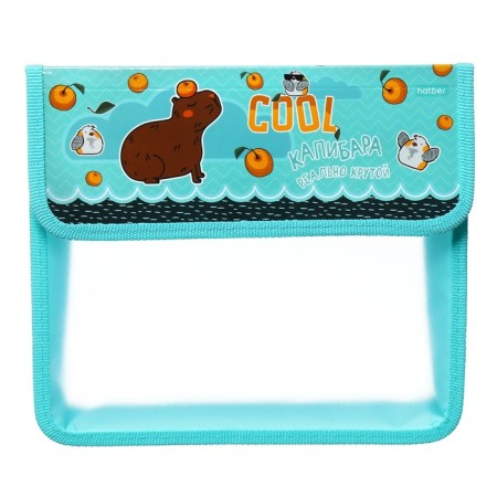A5 notebook folder (240 x 205 x 40 mm), with Velcro valve, plastic/textiles, Hatber "Really cool capibar"
