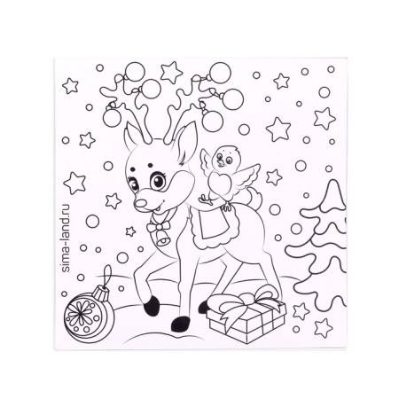 Coloring - Magnet "New Year! Deer ", 10 x 10 cm-2