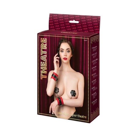 Handcuffs Toyfa Theater, leather, 23 cm, red-10