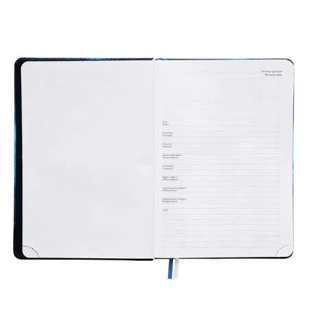 Leduced Diary A5, 160 sheets, Devente.nature, solid cover of artificial leather with foam, liesse, block 70 g/m2, blue-3