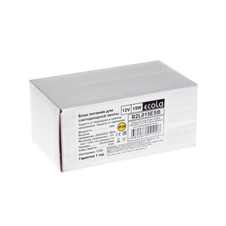 ECOLA power supply for 12 V LED tape, 15 W, IP20-3