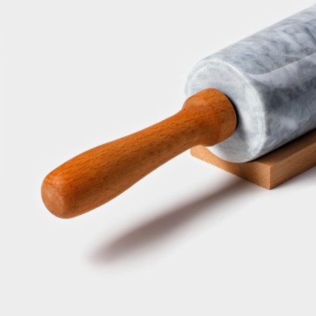 Magistro marble rolling pin, with a stand, 45 × 5 cm, white color-5