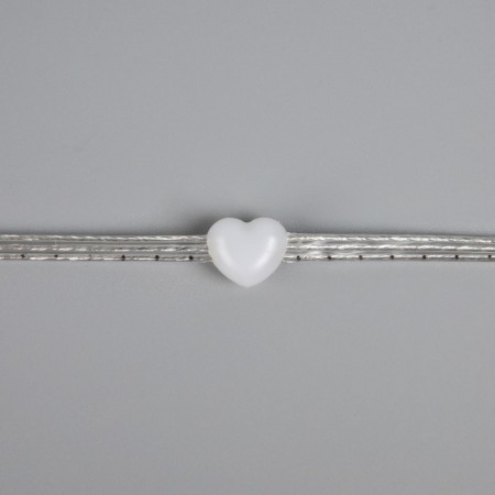 Smart garland “thread” 5 m dews with nozzles “hearts”, IP20, silver thread, 50 LED, remote control, application, glow RGB, USB-6