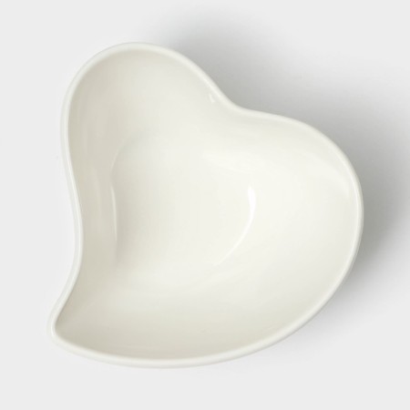 A set of ceramic saucers on the bamboo stand Bellatenero “Heart”, 4 objects: 125 ml, white color-5