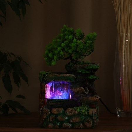Fountain "Mill on the Stones under the tree" 12x18x29 cm (with backlight, without ball)-2
