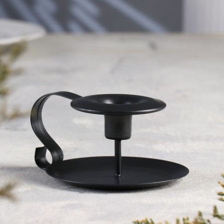 Metal “Classic” candlestick, one candle, 11 x 6 cm, black-1