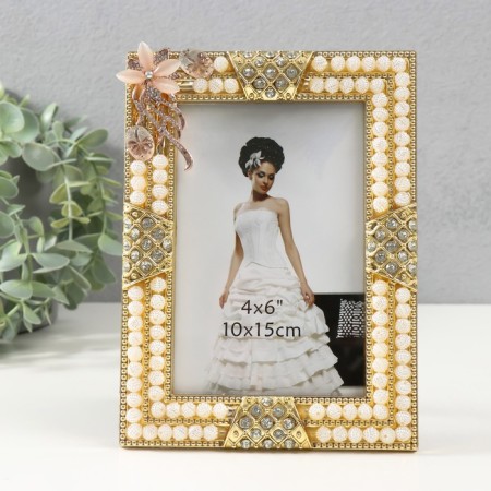 Photo frame 3083 10x15 cm "Pearls" plastic, col. gold