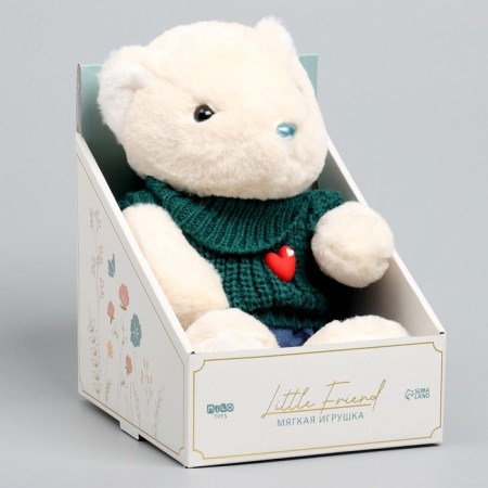 Soft toy "Little Friend", Bear in a green sweater-6