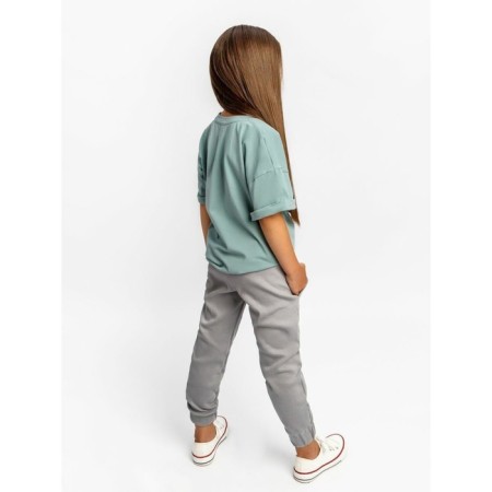 Children's jump (T-shirt, trousers), height 86-92 cm, mint color, gray color-4