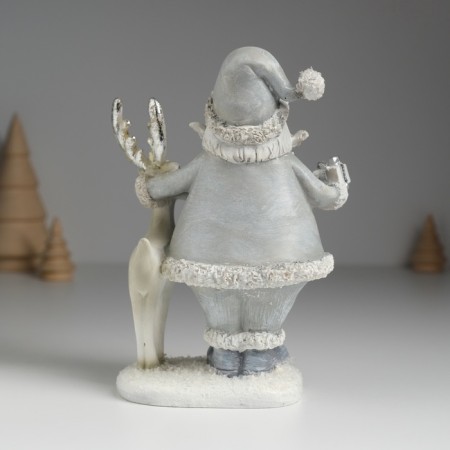 Polystone souvenir "Santa Claus in a gray coat with a gray deer" 10.5x6x15.5 cm-3