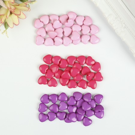Beads for creativity "Heart", 10 mm, 30 grams, light pink, pink, purple