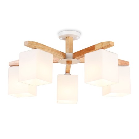 Suspended chandelier Ambrella TR83118/5 WH/LW, E27, 5x40W D700x325 mm, white, light wood