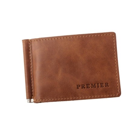 Portmone with a clamp m-59, without fastening, brown, pool-up