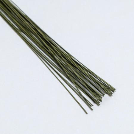 Floristic wire in a green braid paper braid, length 40 cm, 0.55 mm, set 30 pcs-1