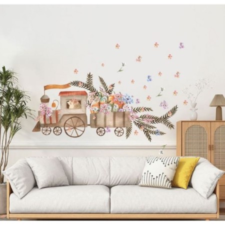 Sticker Plastic Interior color "Hedgehog-Mashinist with flowers" set 2 sheets 30x90 cm