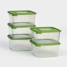 A set of food shares, 5 pcs, 460 ml, 11 × 11 × 11 cm, square, green color