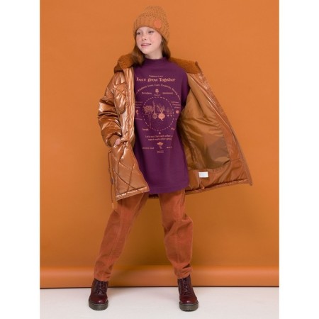 Sweatshirt for girls, height 128 cm, burgundy color-5