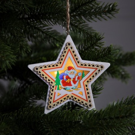 Christmas tree toy "Santa Claus", from batteries, glow warm white
