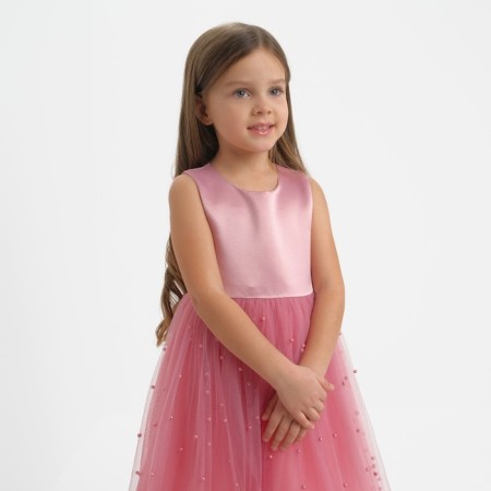 Children's dress with beads kaftan p. 30 (98-104 cm), pink-12