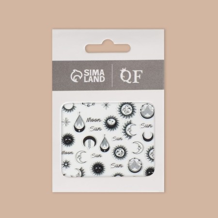 Nail stickers "Moon", voluminous, black color-4