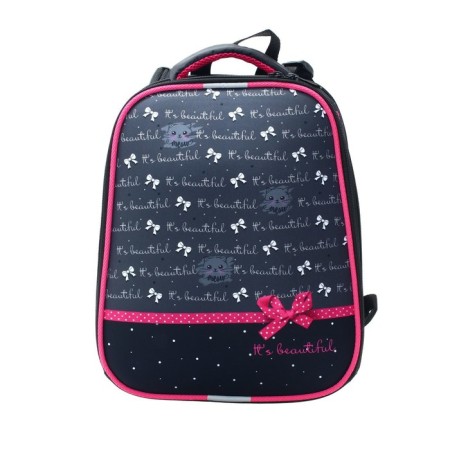 School backpack 38 x 30 x 16 cm, ergonomic back, stavia "meow", gray/black-3