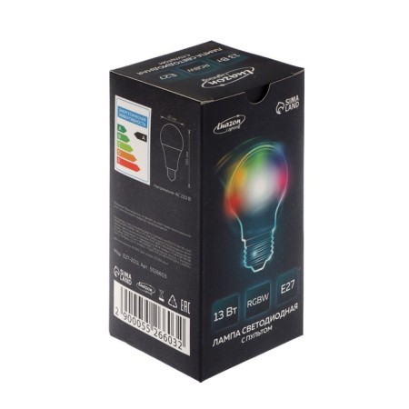 LED LED RGB+W, with a remote control, A60, 13 W, 1040 lm, E27, 220 B-7