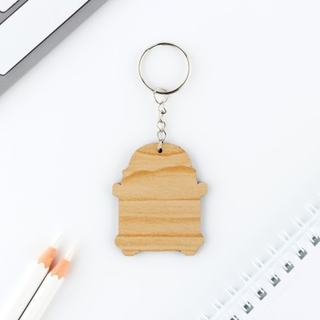 A wooden key keychain "on chil", 4.3 x 5.1 cm-3