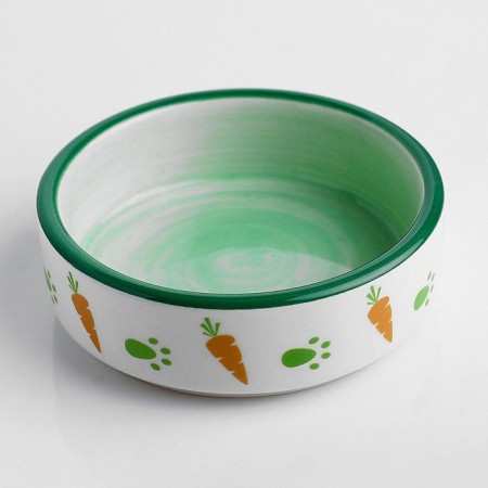 Ceramic bowl with carrots 100 ml 8.8 x 8.8 x 3 cm, green-white-1