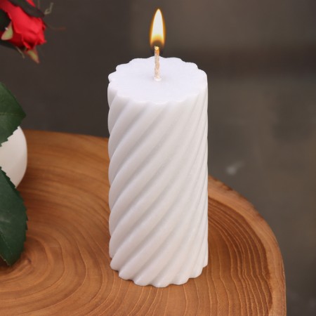 Candle-cylinder "Spiral", 5x10 cm, gray, 6 hours-1