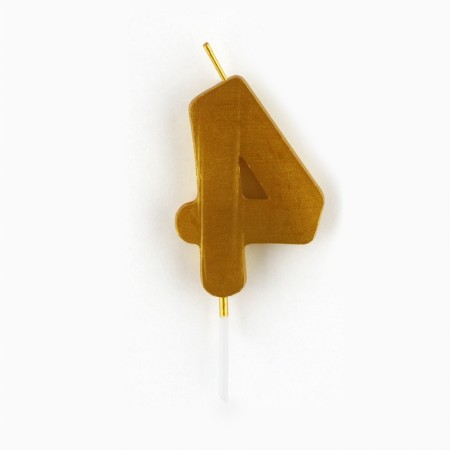 Candle for the cake, number "4", gold, 4 x 10 cm.-3