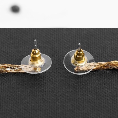 Hanging earrings with the rhinestones "celebrity" 5 threads, white color in gold, 9.5 cm-3