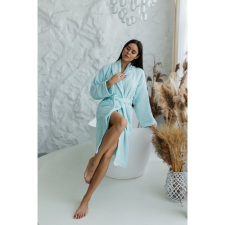 Tainted female bathrobe, size 46, blue color-7