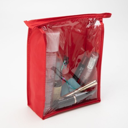 Cosmetic bag with lightning, red color-3