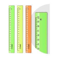 Ruler 20 cm Istanm 4 colors, plastic, transparent, neon colors