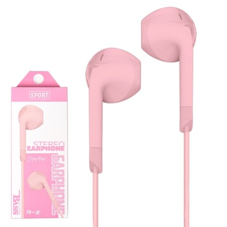 R-2 headphones, wired, inserts, microphone, 1 m, jack 3.5 mm, red-2