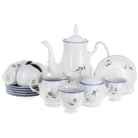 Coffee service 6/9 BERNADOTTE, Decor "Geese", 15 items-1